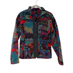 ROFFE Full Zip Fleece Ski Long Sleeve Jacket Retro Funky Colorful 80s 90s Size 8